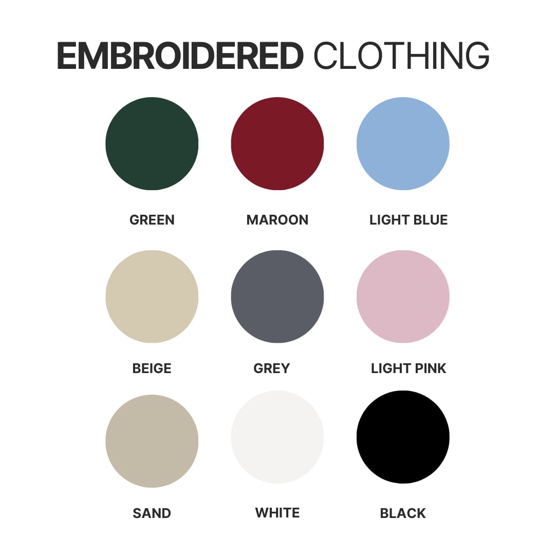Embroidered clothing color chart - One Piece Shop