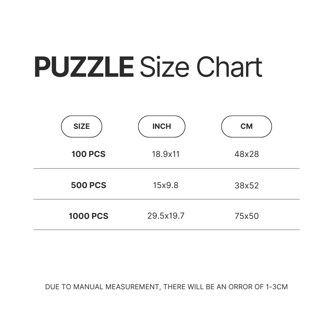 Puzzle Size Chart - One Piece Shop