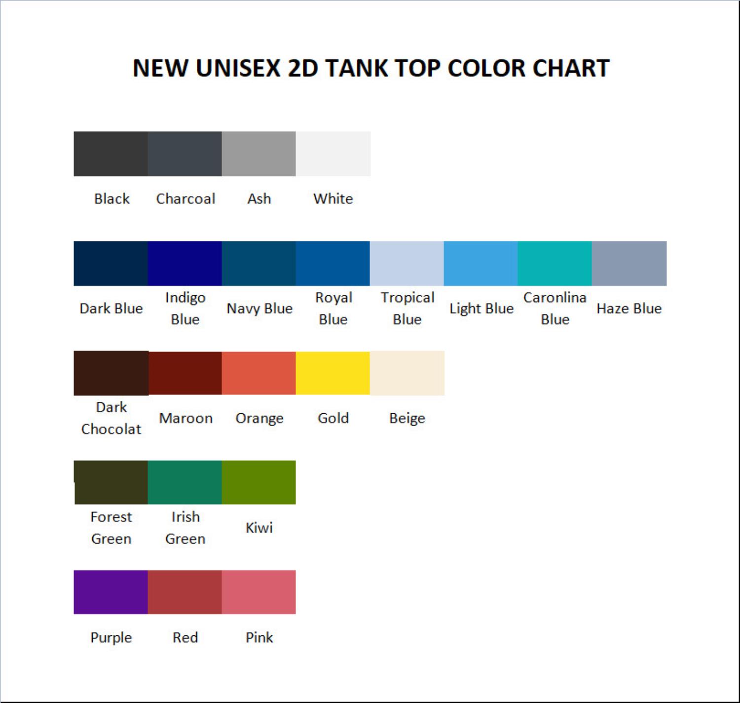 tank top color chart - One Piece Shop