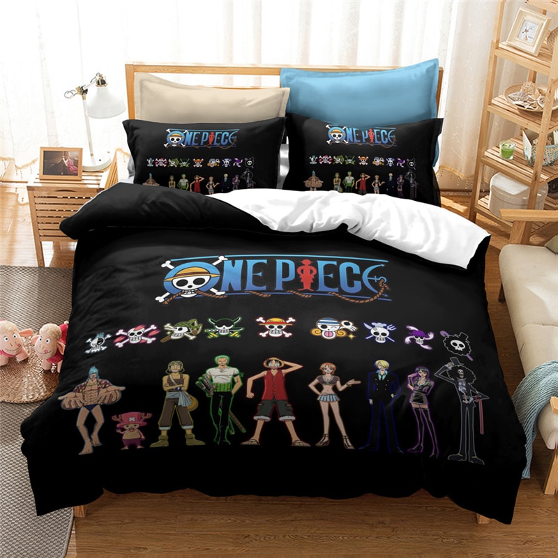 One Piece Black Cover with Logo Bedding Set