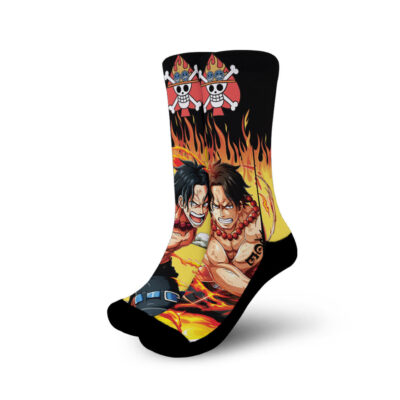Ace One Piece Anime Socks Flames Style