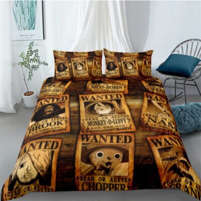 One Piece Wanted Search Notices Art Bedding Set