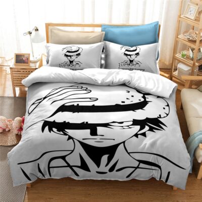 One Piece Black and White Luffy Bedding Set
