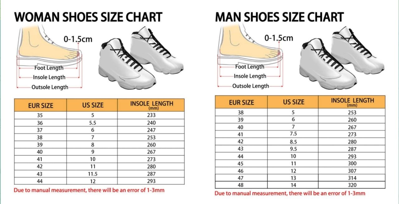 Air Jordan 13 Shoes Size Chart - One Piece Shop