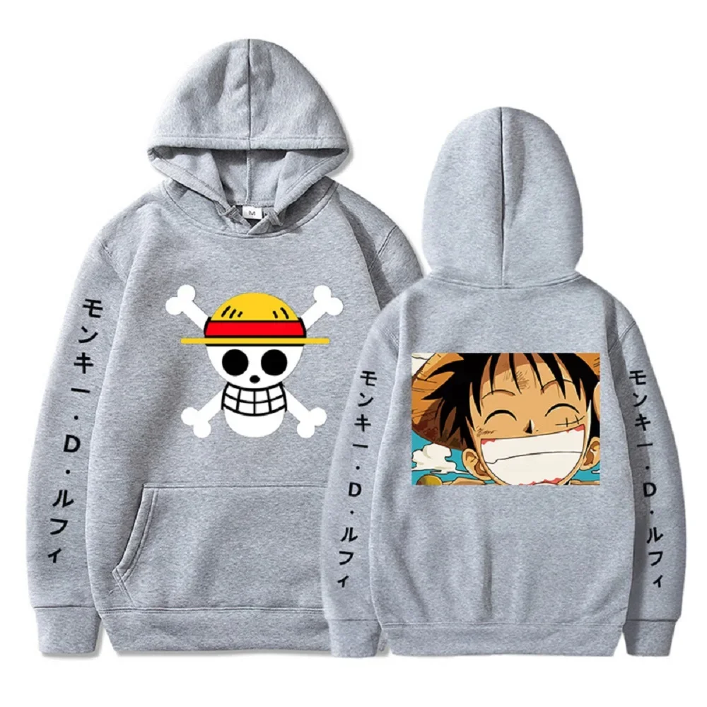 Anime One Piece Logo Grey Hoodie
