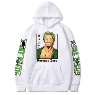 Anime One Piece Zoro White Hoodie