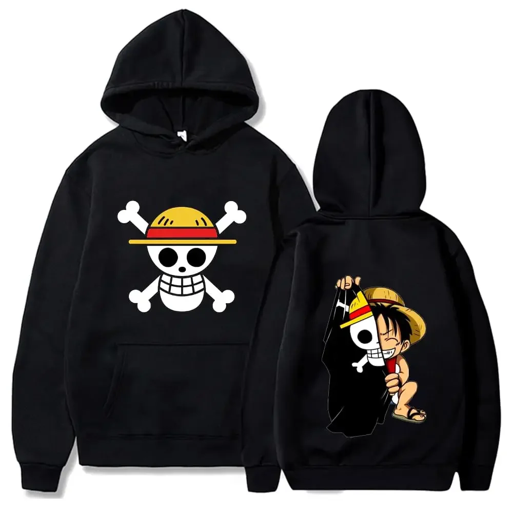 Anime One Piece Luffy and Logo Hoodie