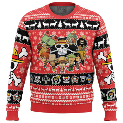 Chibi Straw Hat Pirates One Piece  Ugly Christmas Sweater
