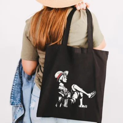 One Piece Black Luffy Tote Bag