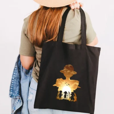Luffy Sabo Ace One Piece Black Tote Bag