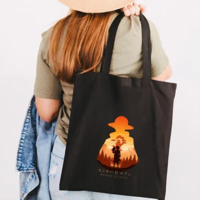 Luffy One Piece Black Tote Bag