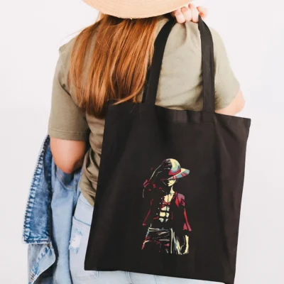 One Piece Luffy Art Print Black Tote Bag
