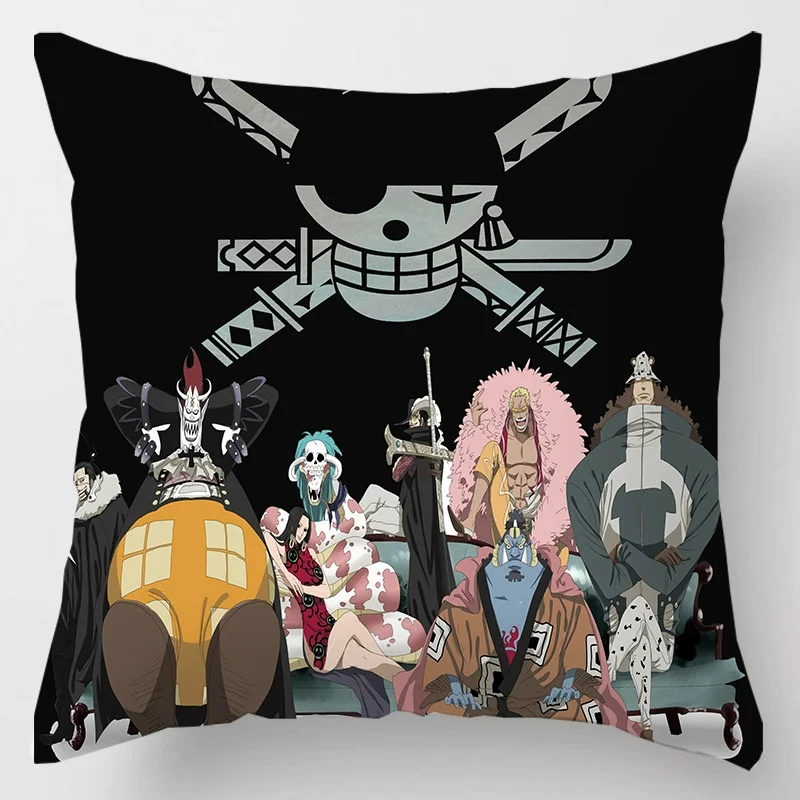 One Piece Black Pillow