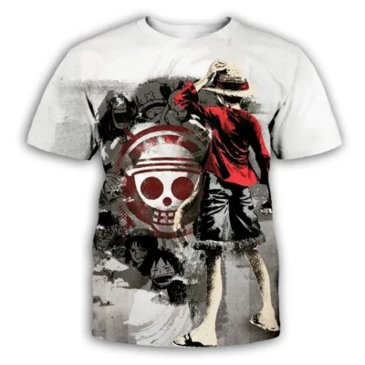 Anime One Piece 3D White T-Shirt