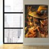 One Piece Blazing Fire Fist Ace Pirate Yellow 1pc Wall Art 3 - One Piece Shop