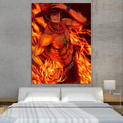 One Piece Portgas D Ace Fire Fist Power Orange Wall Art