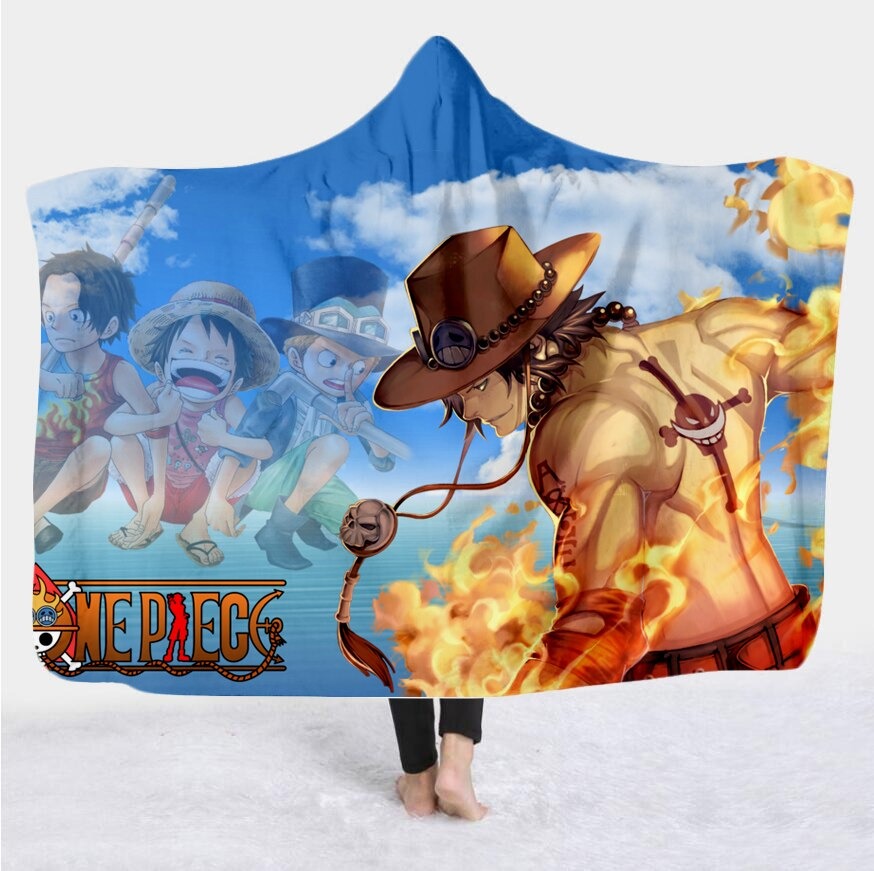 One Piece Portgas D. Ace Wearable Hooded Blanket