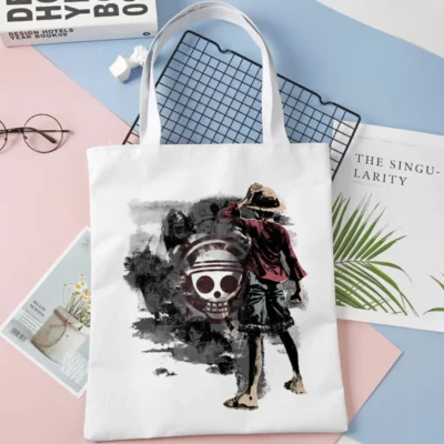 One Piece Luffy White Retro Tote Bag