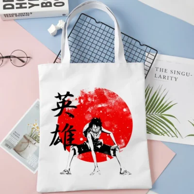 One Piece Luffy White Red Tote Bag