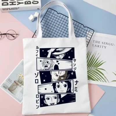 One Piece Anime White Tote Bag