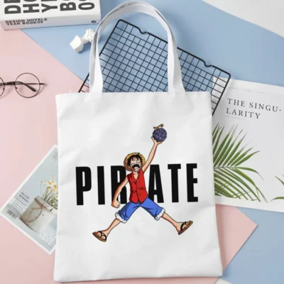 Funny Luffy One Piece White Tote Bag