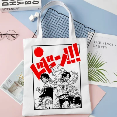 Luffy Ace One Piece White Tote Bag