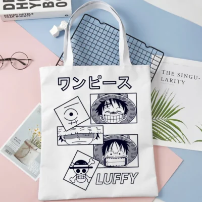 One Piece Luffy White Tote Bag