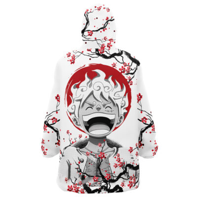 Luffy Gear 5 Cherry Blossom One Piece Snug Oversized Blanket Hoodie
