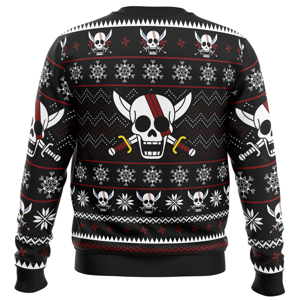 Red Hair Pirates One Piece Ugly Christmas Sweater - Image 2
