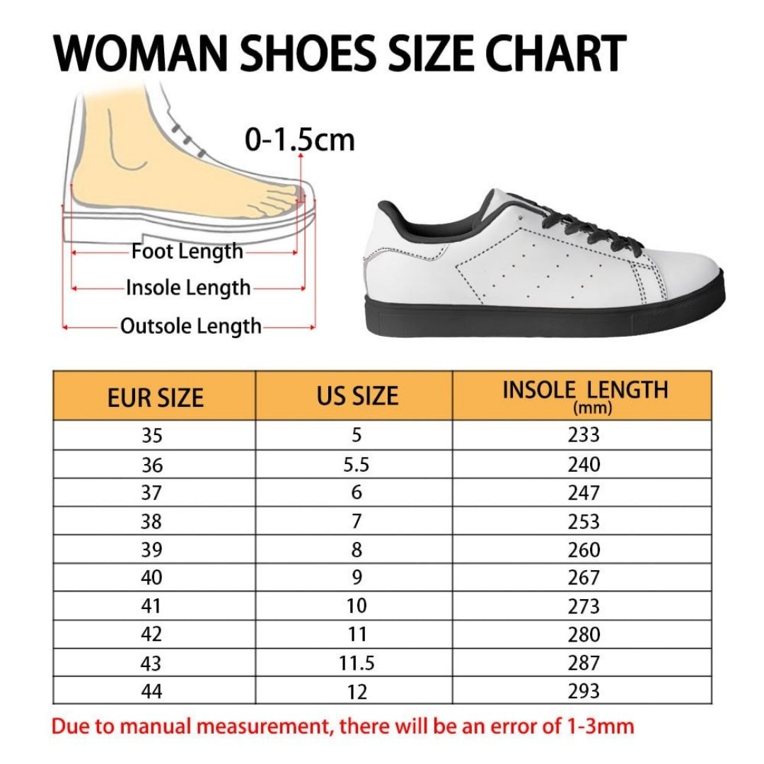 Skate Woman Shoes Size Chart - One Piece Shop