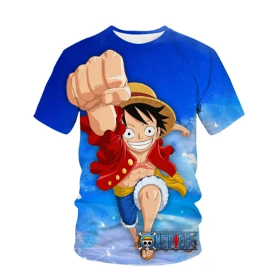 New Animation One Piece Blue 3D T-Shirt