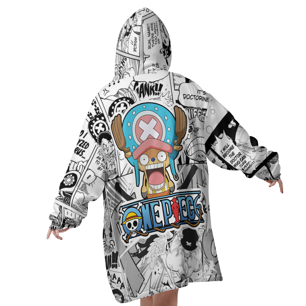 Tony Chopper Manga Panels One Piece Snug Oversized Blanket Hoodie - Image 5