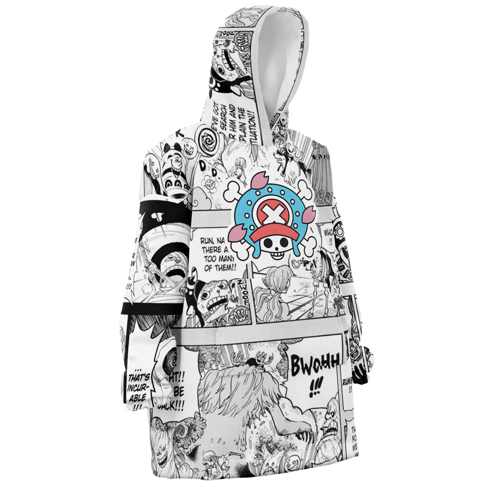 Tony Chopper Manga Panels One Piece Snug Oversized Blanket Hoodie - Image 3