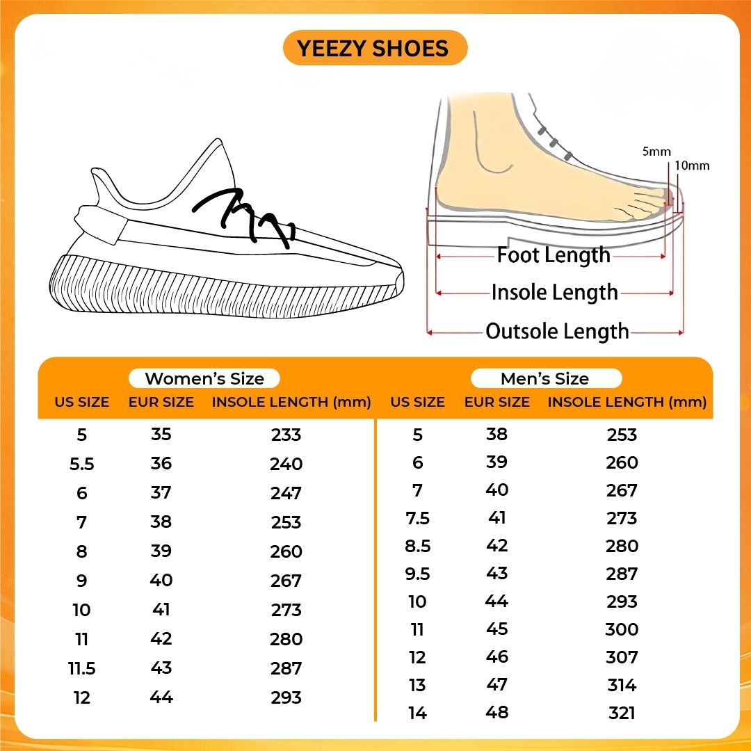 Yeezy Shoes Size Chart - One Piece Shop