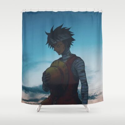 One Piece Luffy Blue Shower Curtain