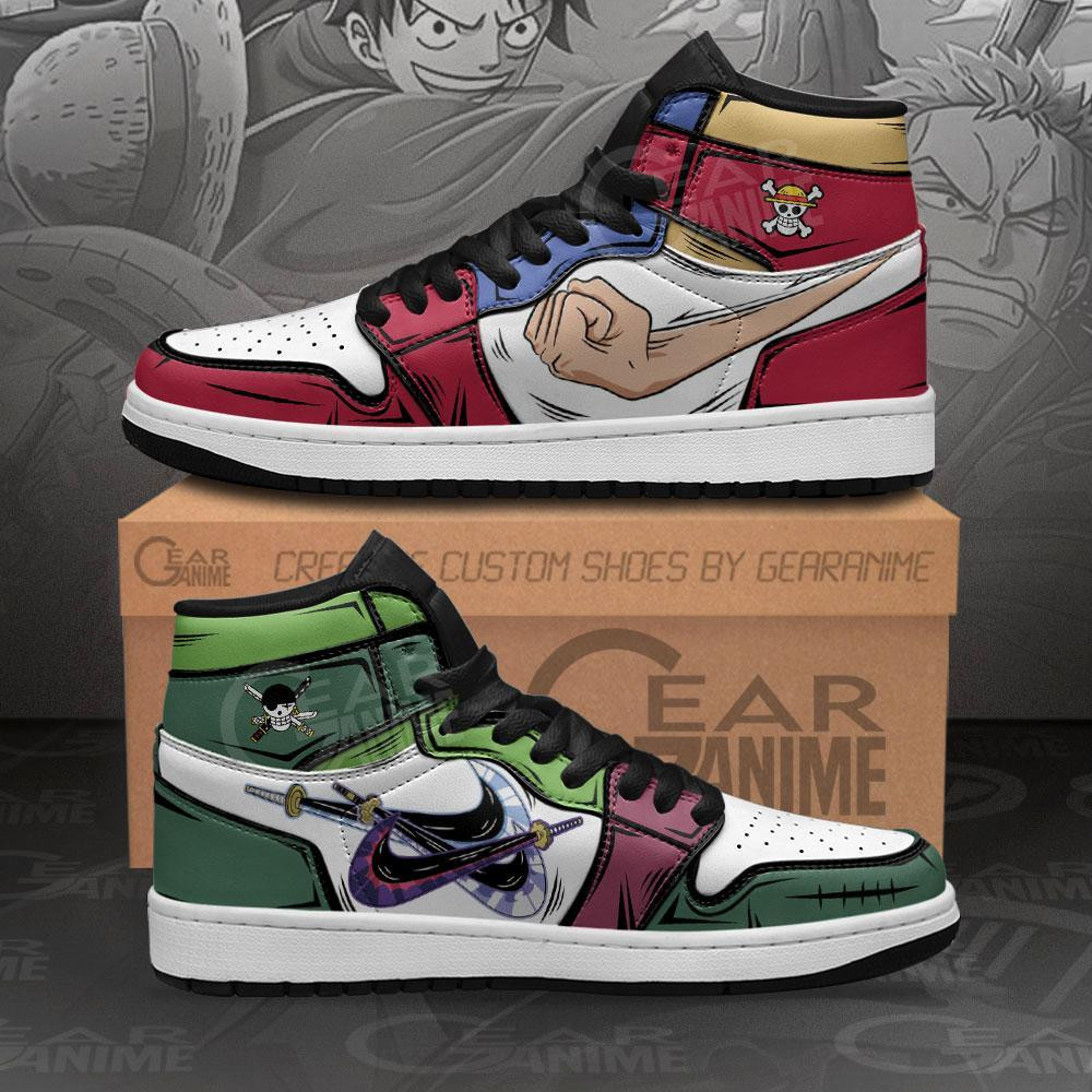 Zoro and Luffy Best Mates High-Top AJ1 Sneaker - Image 2