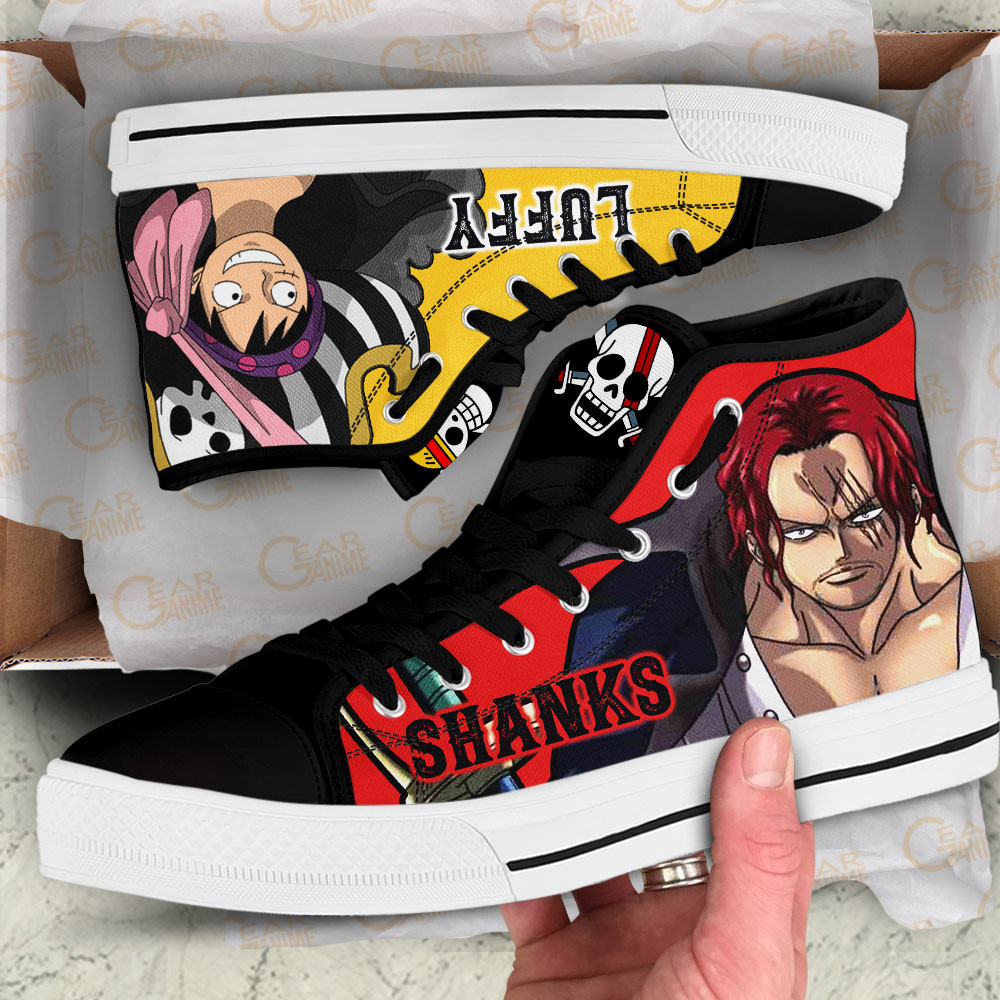 Shanks and Luffy Film Red Edition High-Top Canvas Shoes - Image 2