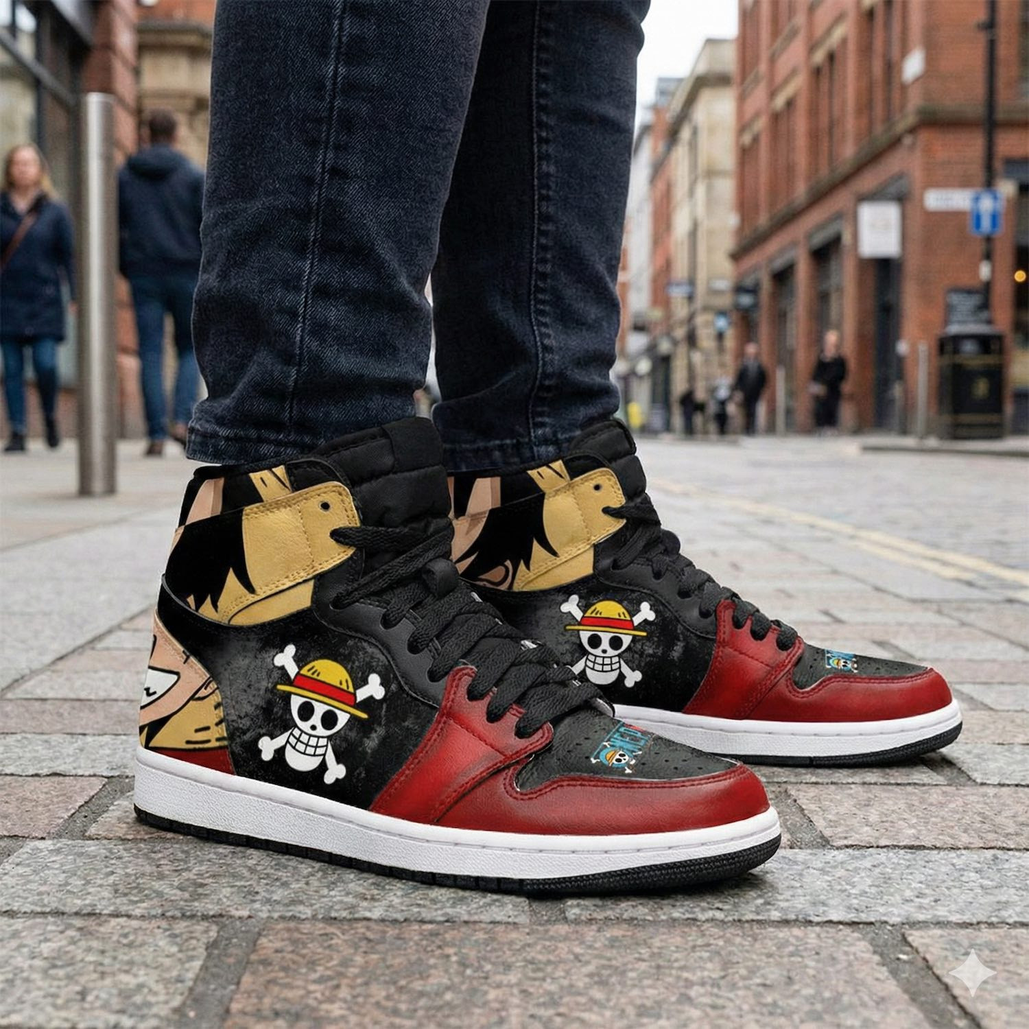 Jolly Roger Luffy Straw Hat Priates High-Top AJ1 Sneaker - Image 2