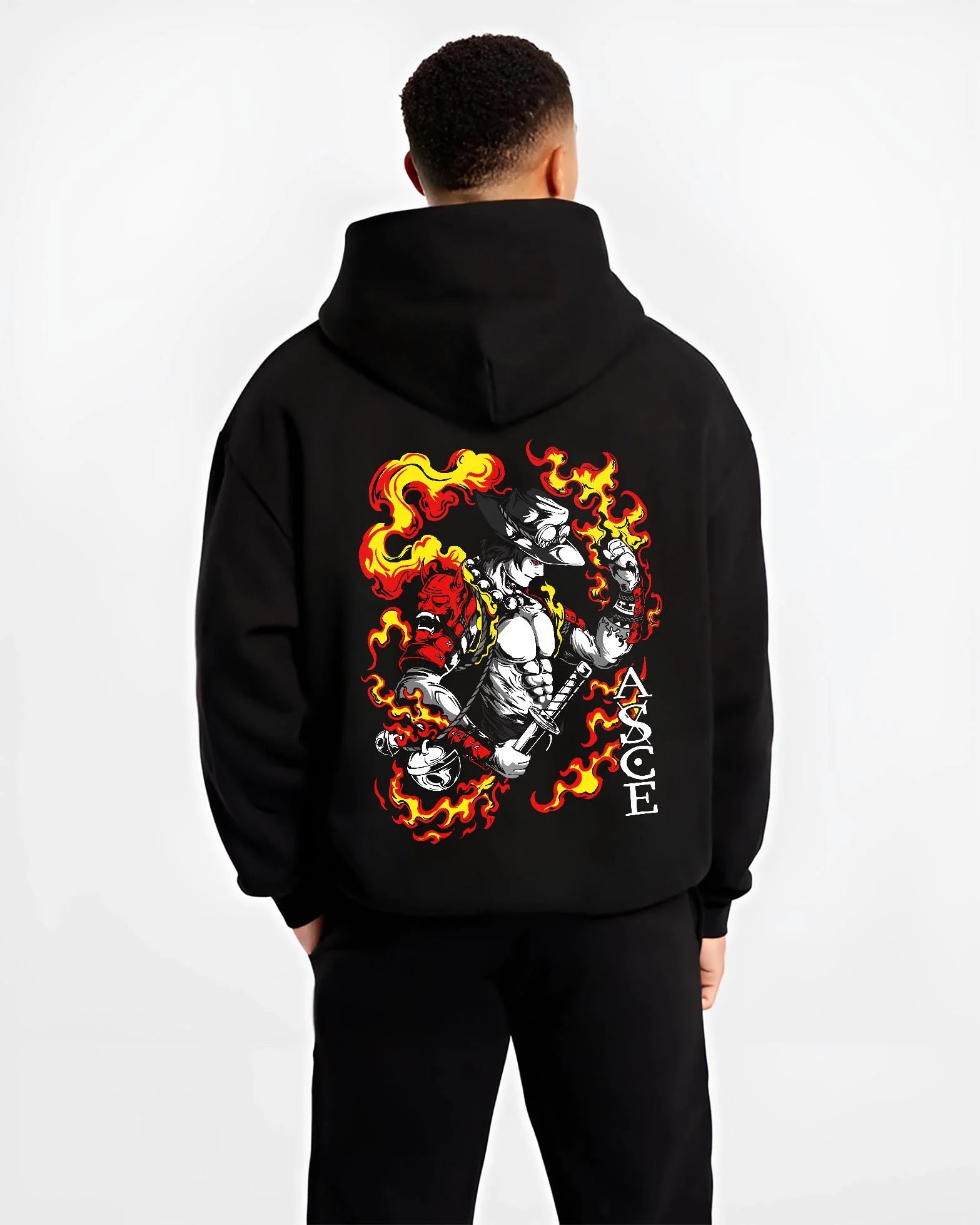 Portgas D. Ace Sword Flame One Piece Anime Streetwear Hoodie - Image 2