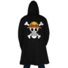 Black Straw Hat Jolly Roger OP AOP Hooded Cloak Coat BACK Mockup - One Piece Shop