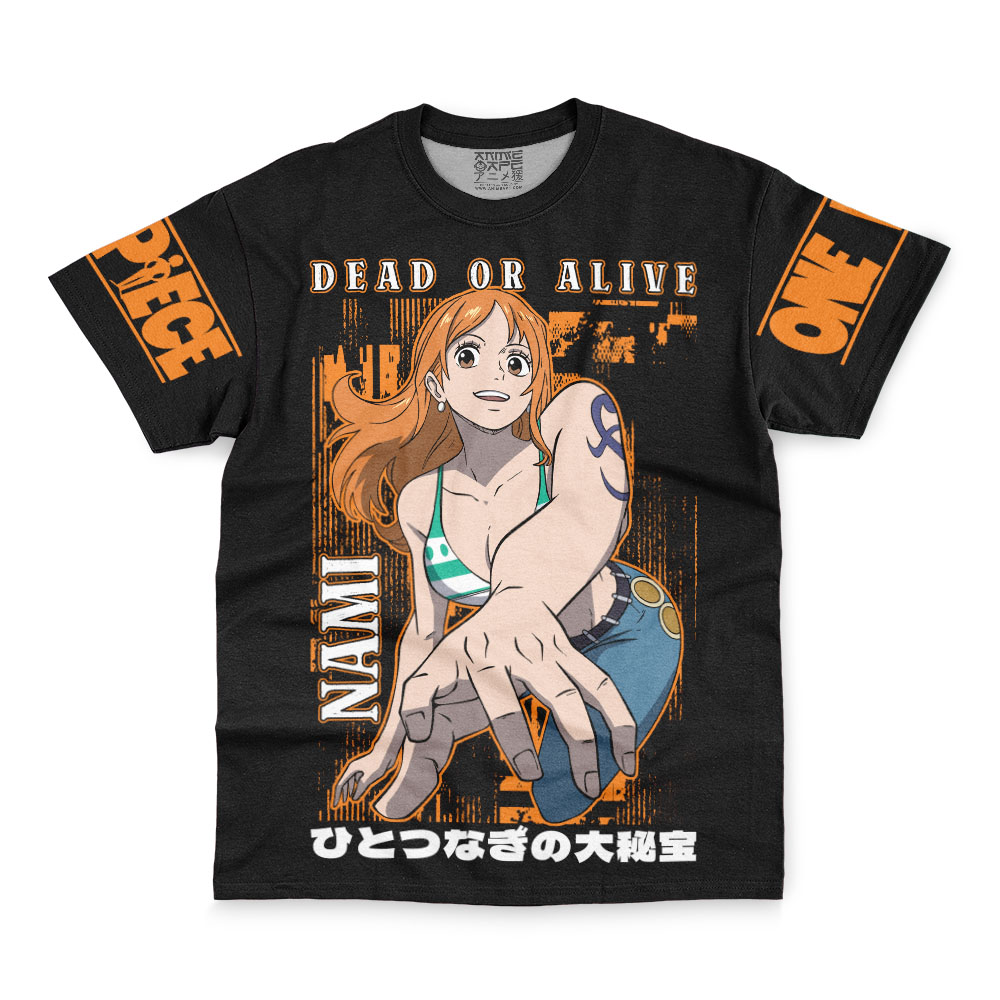 Nami Dead Or Alive One Piece Streetwear T-Shirt - Image 2