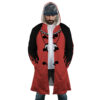 Red and Black Portgas d Aces Arc OP AOP Hooded Cloak Coat FRONT Mockup - One Piece Shop