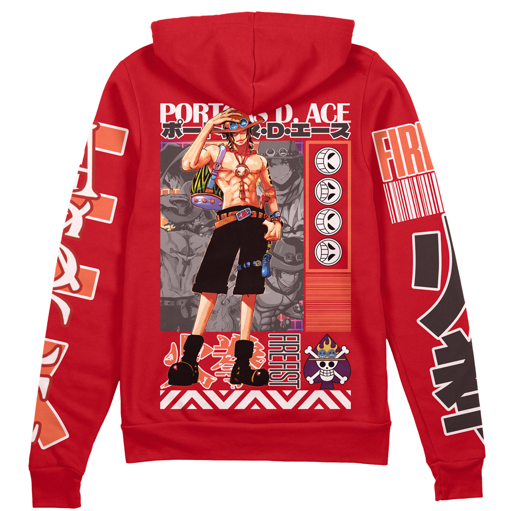 Portgas D. Ace One Piece Streetwear Zip Hoodie Jacket