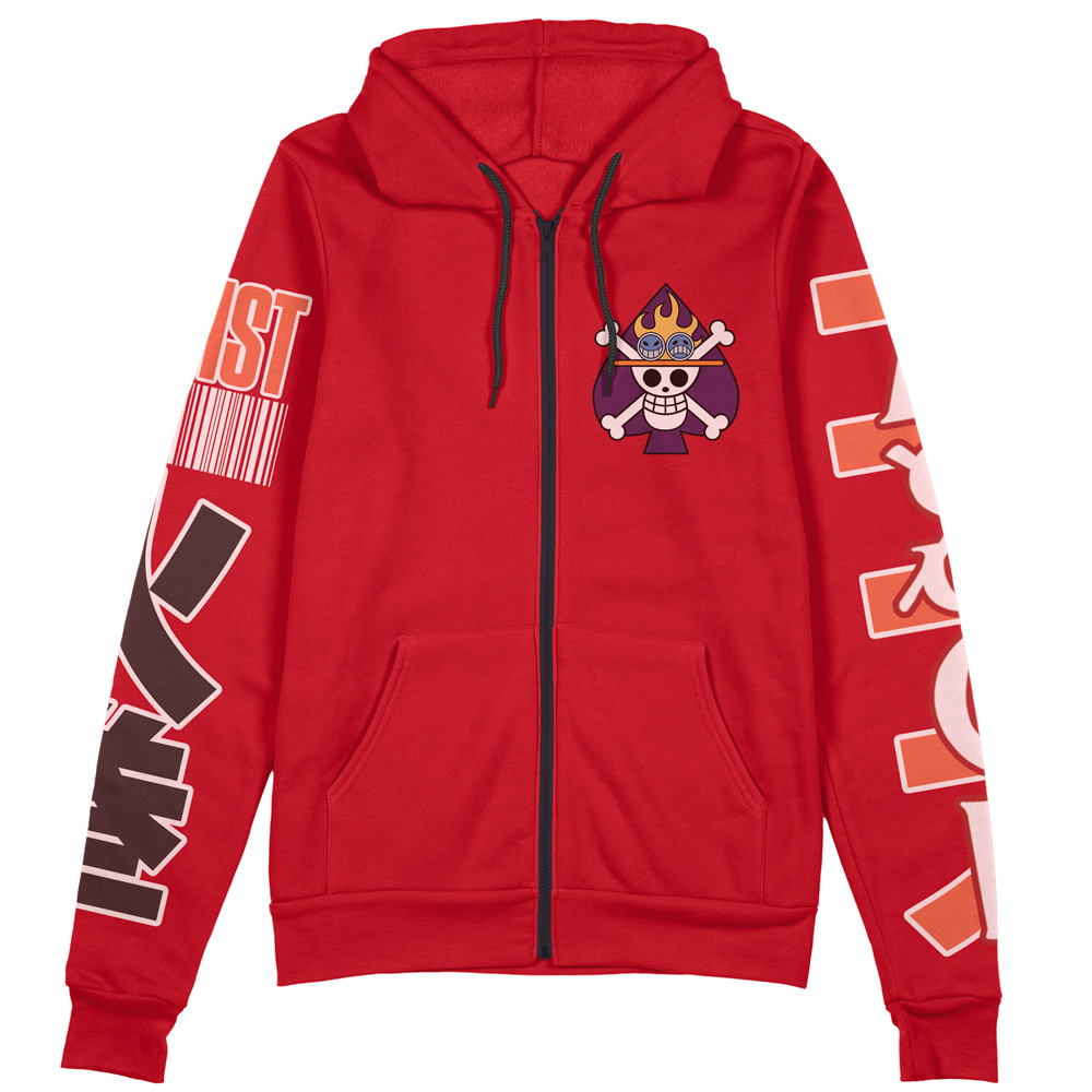 Portgas D. Ace One Piece Streetwear Zip Hoodie Jacket - Image 2