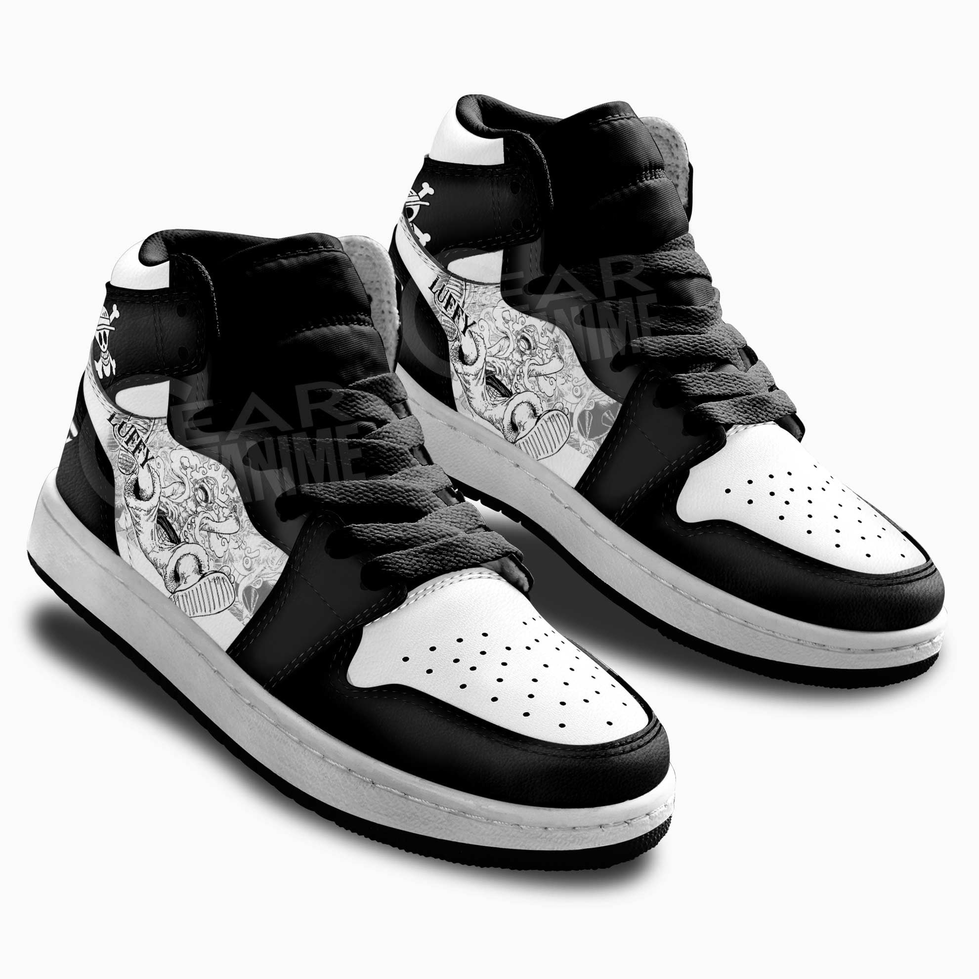 Luffy Gear 5th Kids Manga Style High-Top AJ1 Sneaker - Image 2