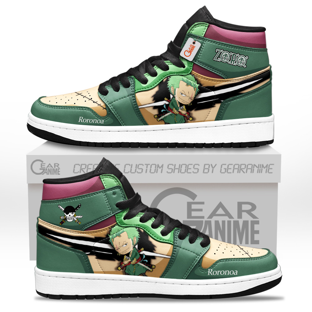 Roronoa Zoro Chibi Style Custom Name High-Top AJ1 Sneaker