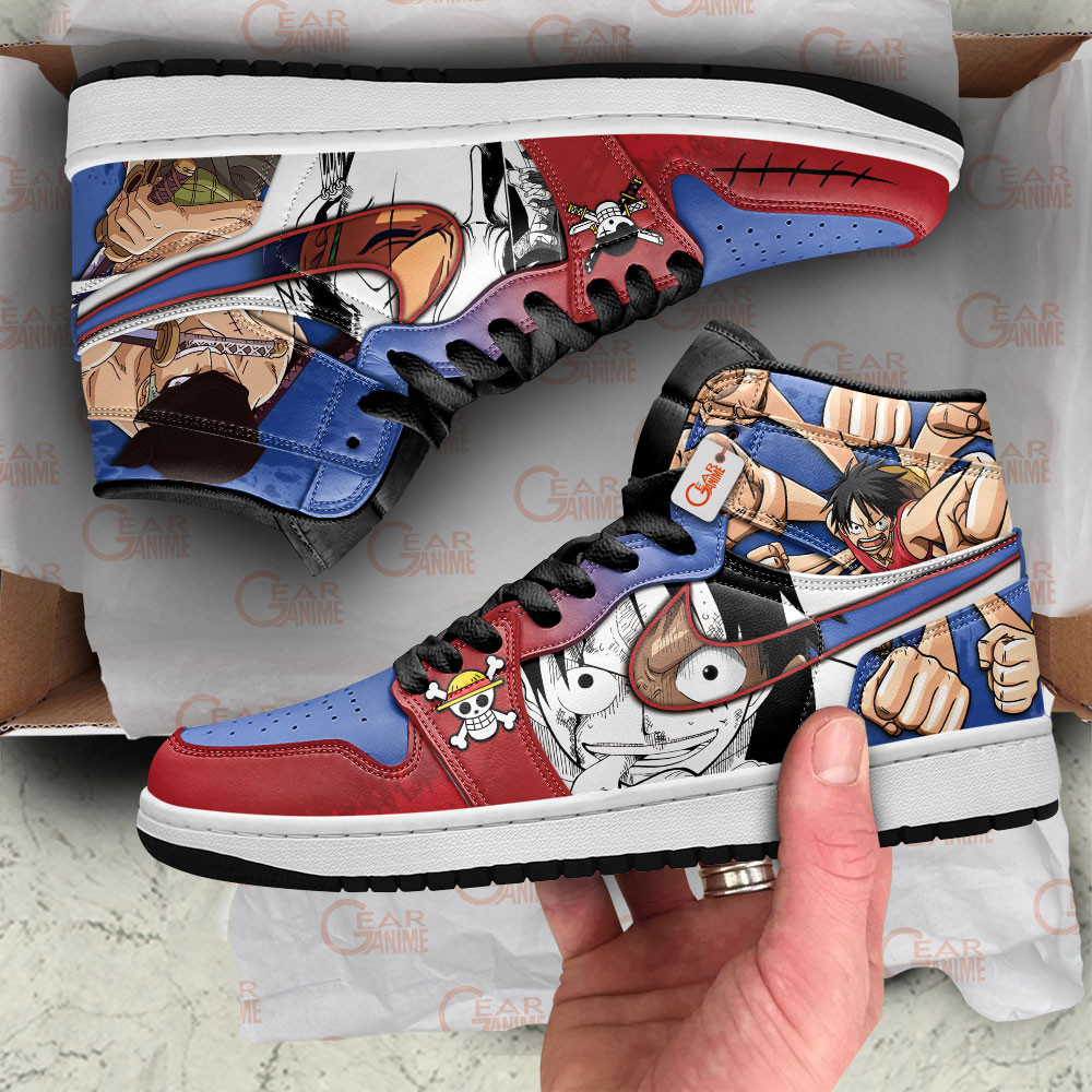 Luffy and Zoro Manga Style High-Top AJ1 Sneaker - Image 2