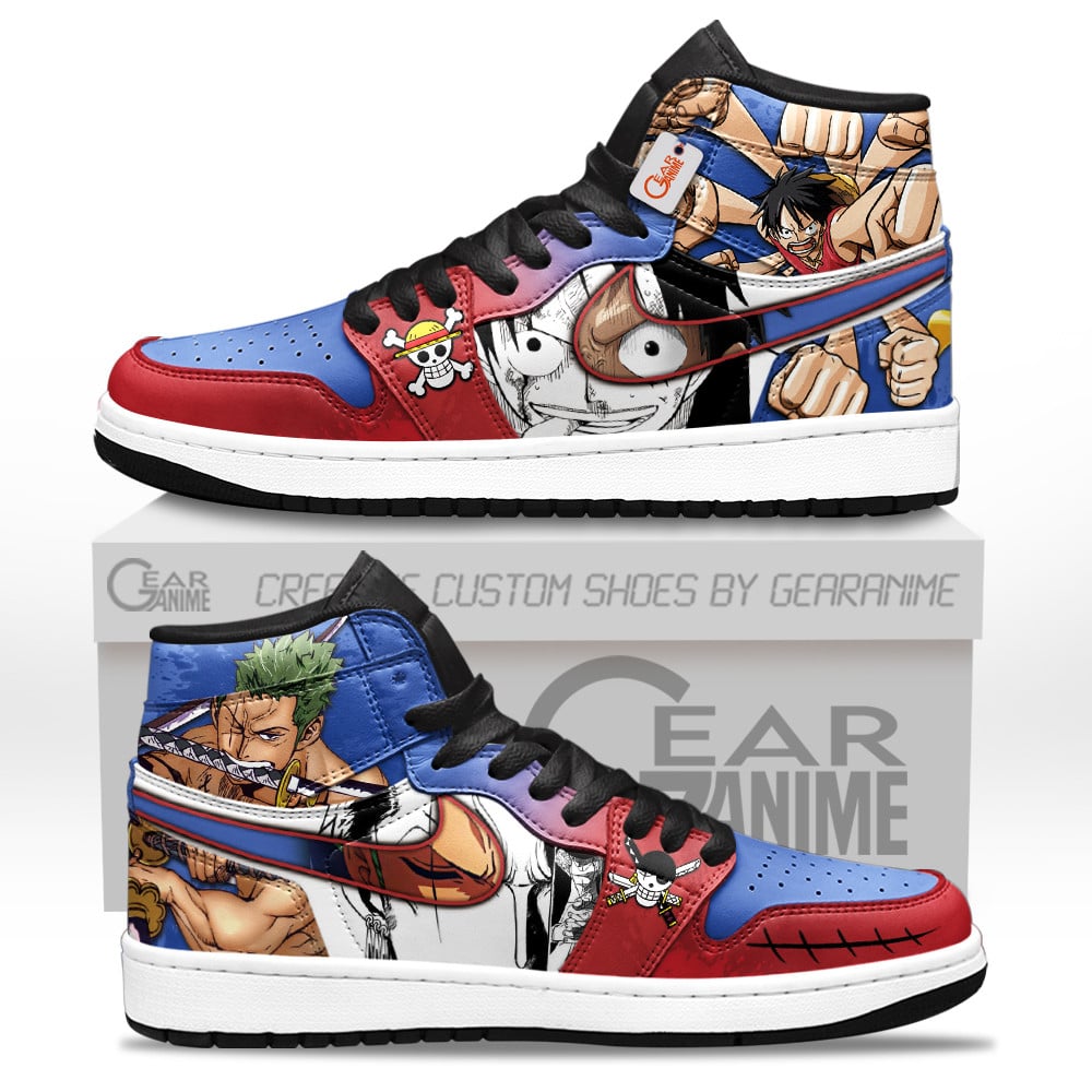 Luffy and Zoro Manga Style High-Top AJ1 Sneaker