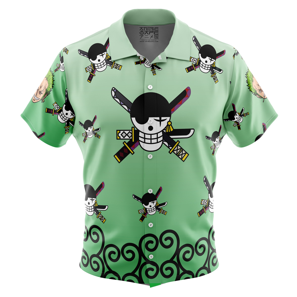 Zoro Pattern One Piece Button Up Hawaiian Shirt - Image 2