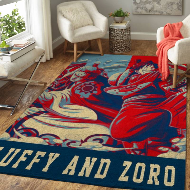 Luffy And Zoro Anime One Piece Art Area Rug